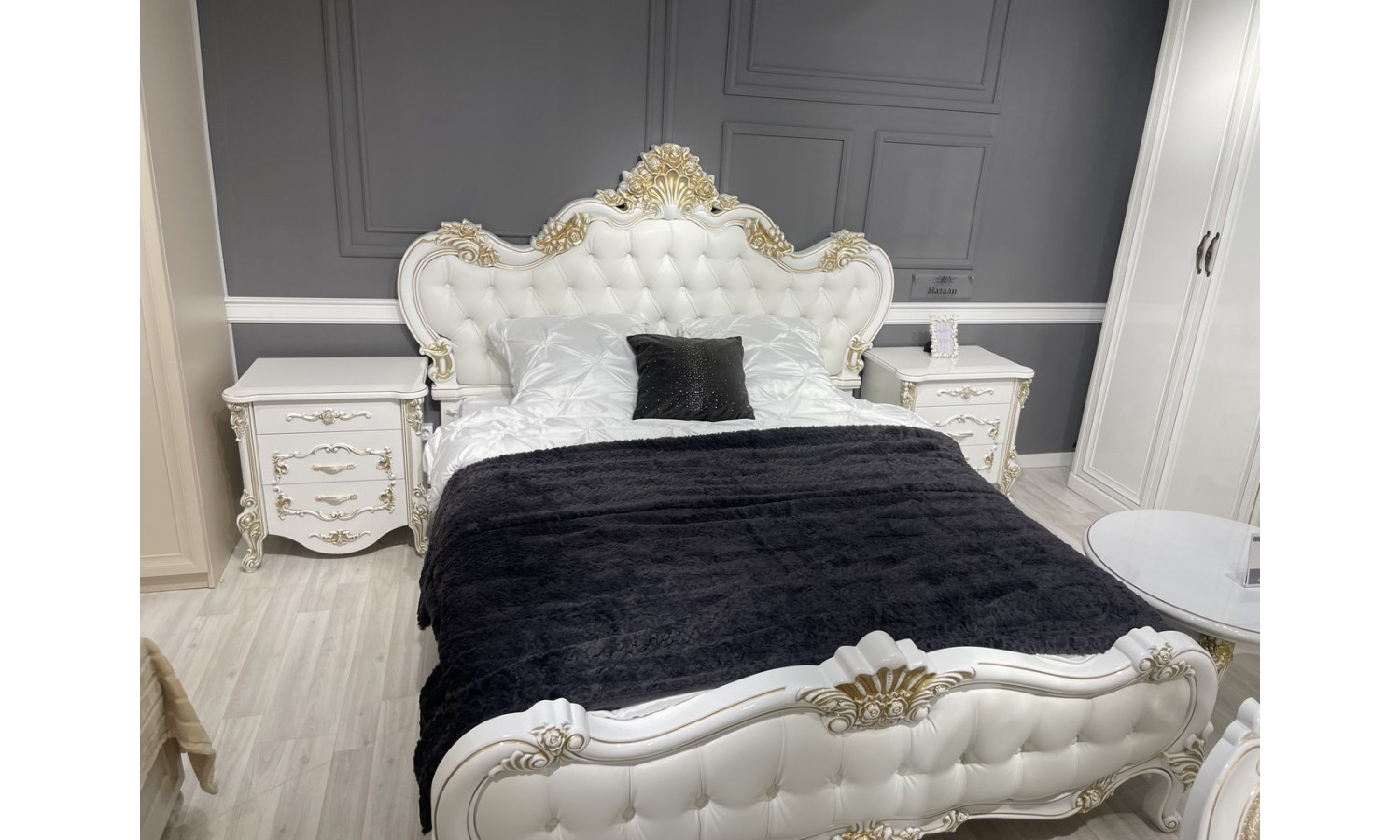 Кровать Натали + 2 тумбы прикроватные Флоренция белый глянец 