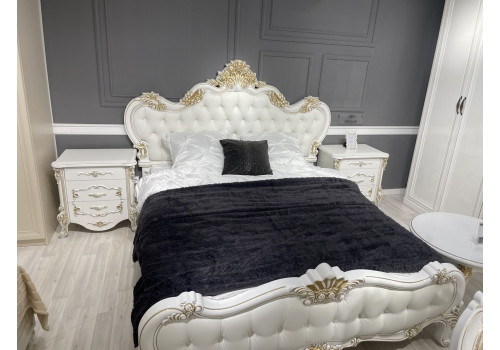 Кровать Натали + 2 тумбы прикроватные Флоренция белый глянец 