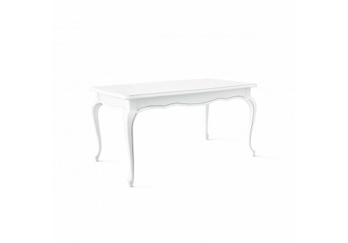 Стол прямоугольный раскладной Неаполь Белый/Патина Серебро без структуры дерева