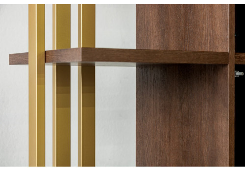 Стеллаж Тоскана, дуб табакко/латунь