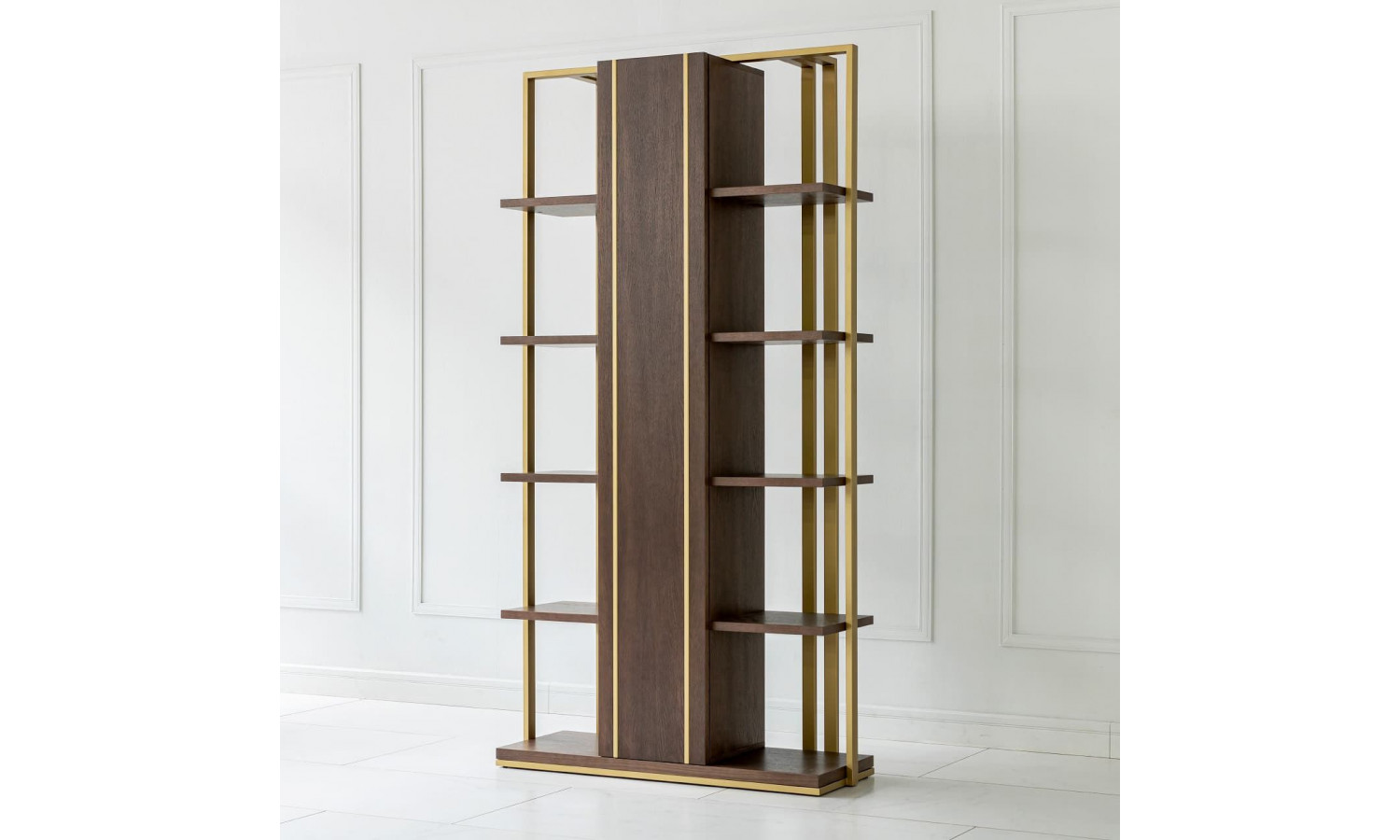Стеллаж Тоскана, дуб табакко/латунь
