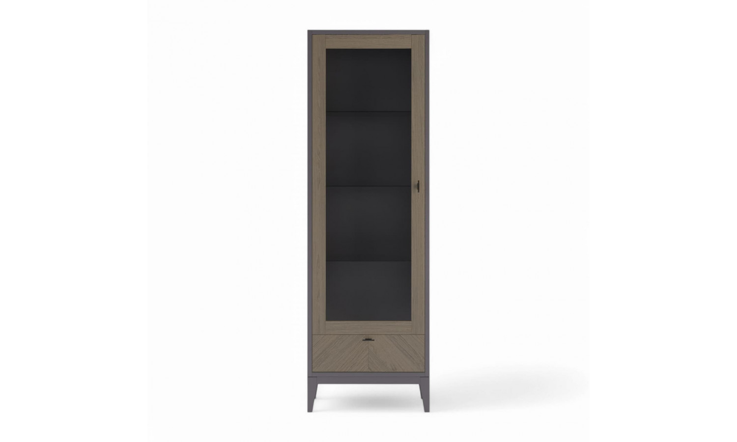 Витрина левая с ящиком Альба, Пепельный/Мокко