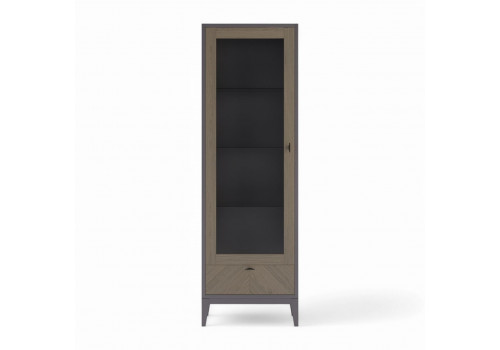Витрина левая с ящиком Альба, Пепельный/Мокко
