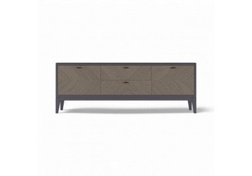 Тумба ТВ с 2мя дверками и ящиками Альба, Пепельный/Мокко