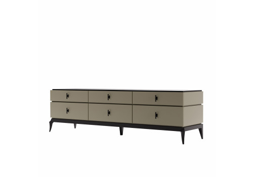 Тумба ТВ с 6 ящиками Флоренция, Оливковый/Черный