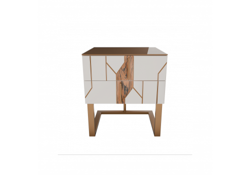 Тумба прикроватная 2 ящика Малевич, Бежевый правая