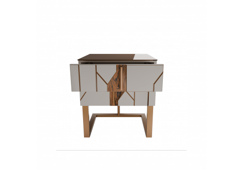 Тумба прикроватная 2 ящика Малевич, Бежевый правая