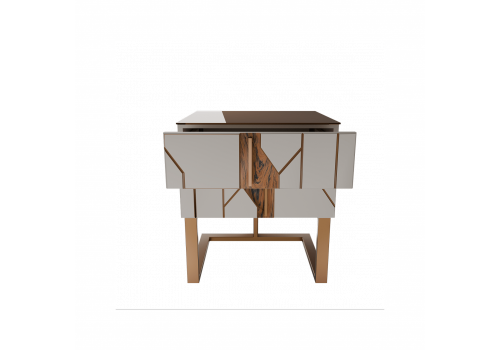 Тумба прикроватная 2 ящика Малевич, Бежевый левая