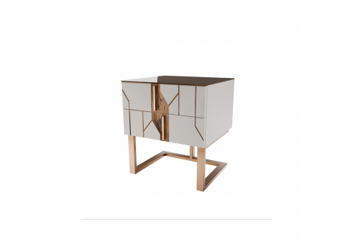 Тумба прикроватная 2 ящика Малевич, Бежевый левая