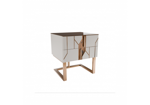 Тумба прикроватная 2 ящика Малевич, Бежевый правая