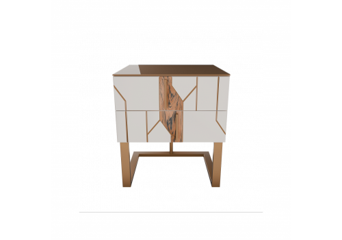 Тумба прикроватная 2 ящика Малевич, Бежевый левая