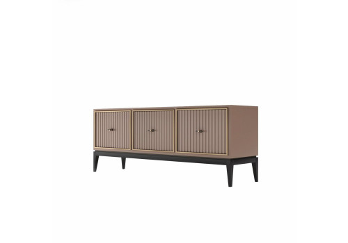 Тумба ТВ Ницца, Пудровый, фасад с фрезеровкрй