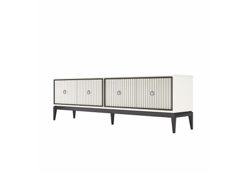 Тумба ТВ большая Ницца, Молочный, фасад с фрезеровкой