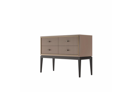 Комод на высоких ножках малый Ницца, Пудровый, фасад с фрезеровкой