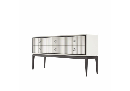 Комод на высоких ножках большой Ницца, Молочный, фасад с фрезеровкой