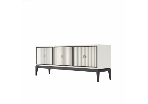 Тумба ТВ Ницца, Молочный, фасад с фрезеровкрй