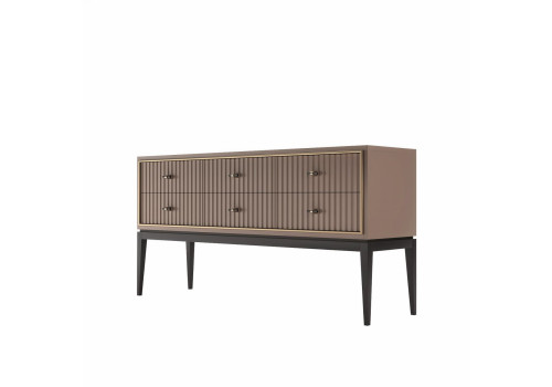 Комод на высоких ножках большой Ницца, Пудровый, фасад с фрезеровкой