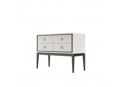 Комод на высоких ножках малый Ницца, Молочный, фасад с фрезеровкой