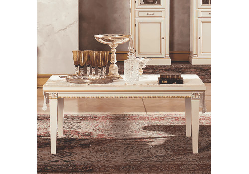 Столик журнальный Палермо Белый/Патина серебро со структурой дерева