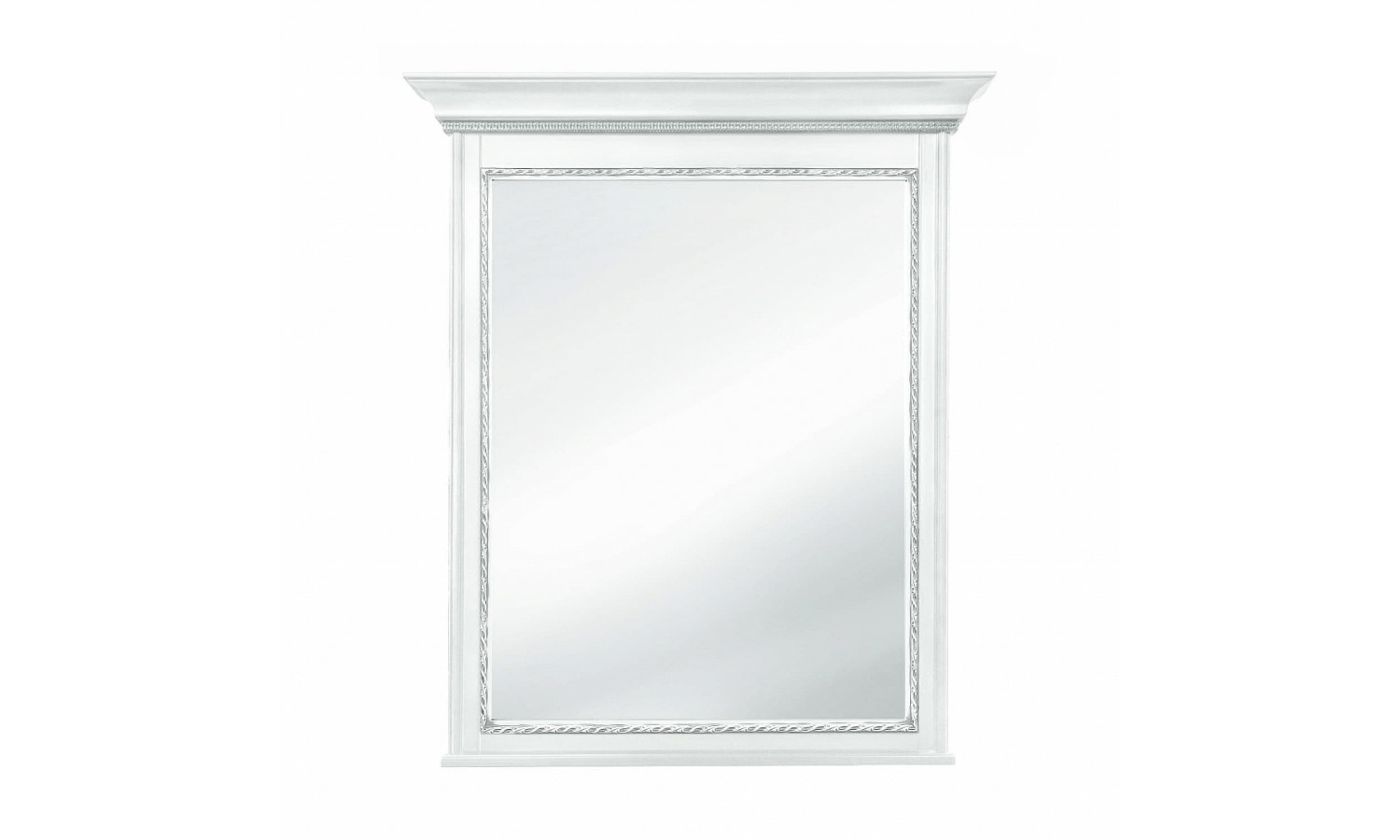 Зеркало Палермо Белый/Патина Серебро со структурой дерева
