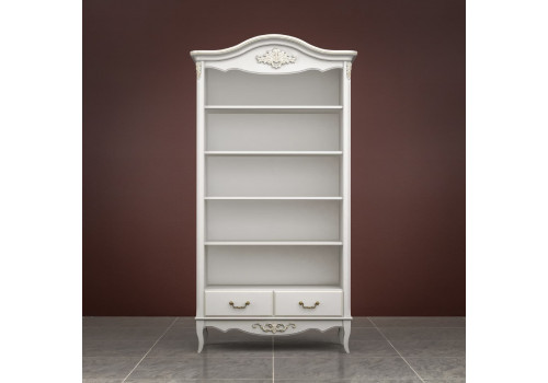 Стеллаж широкий Тиволи, Молочный/Патина Золото