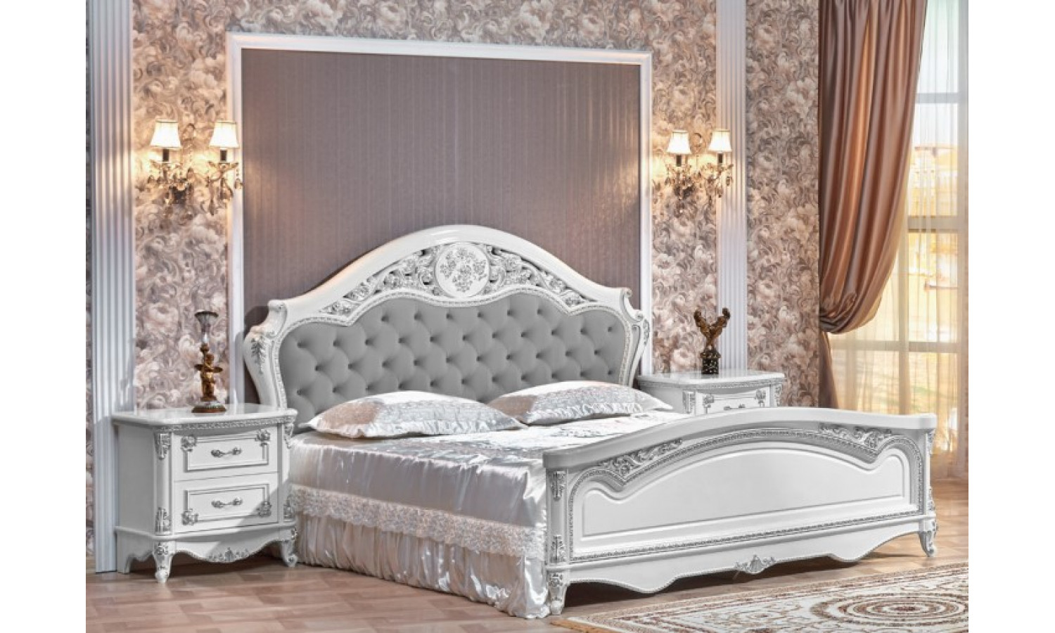 Кровать Даниэлла белый серебро 180х200