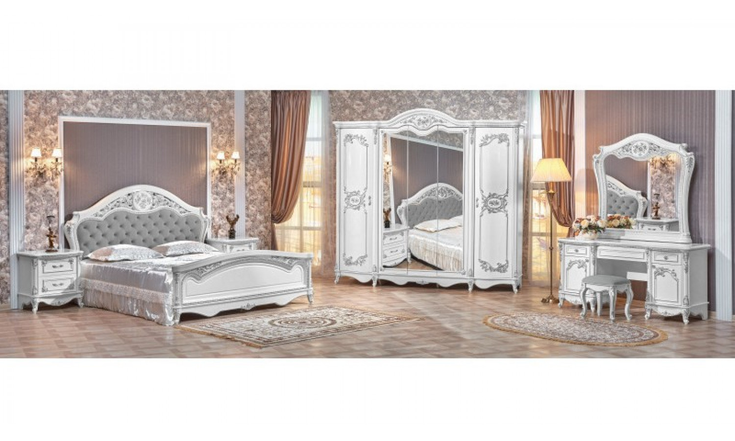 Кровать Даниэлла белый серебро 180х200