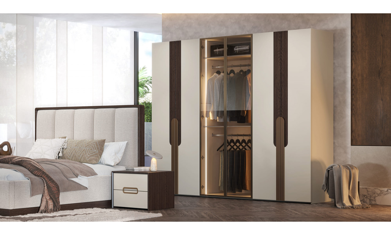 Спальня Диана Венге крем 6-ств 1,8м с комодом