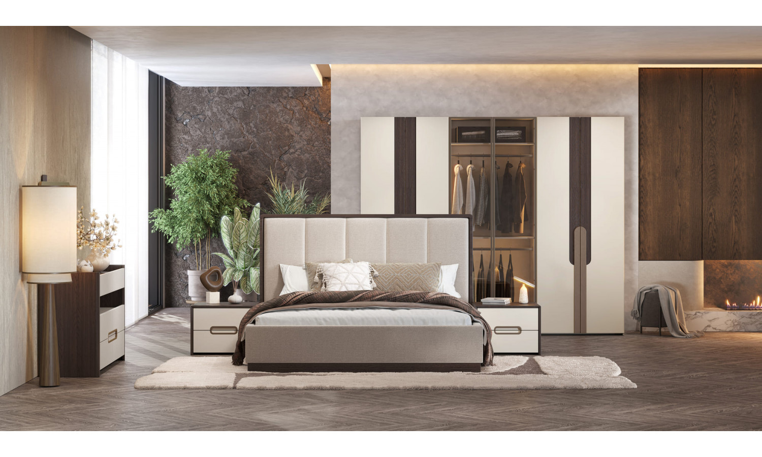 Спальня Диана Венге крем 6-ств 1,8м с комодом