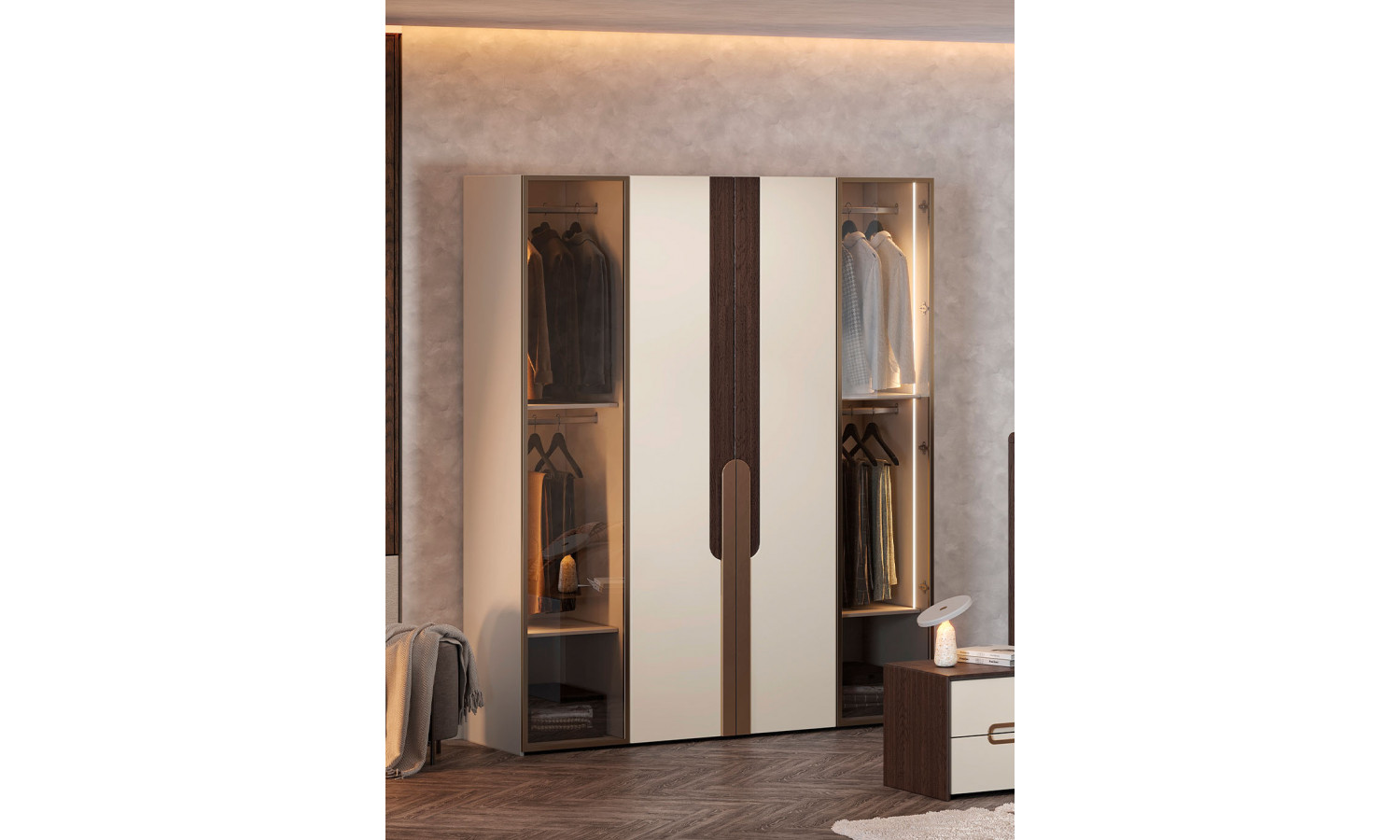 Шкаф Диана Венге крем 4-ств