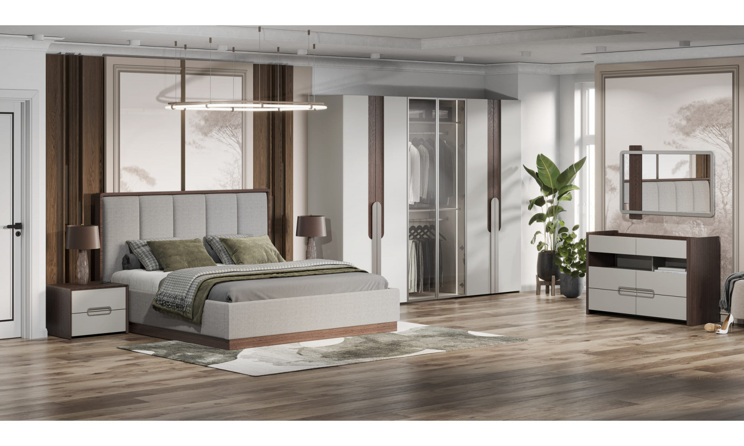 Спальня Диана Венге серый кашемир 6-ств 1,8м с комодом