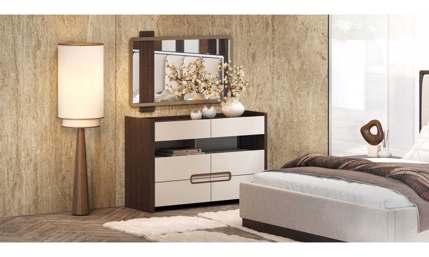 Спальня Диана Венге крем 6-ств 1,8м с комодом