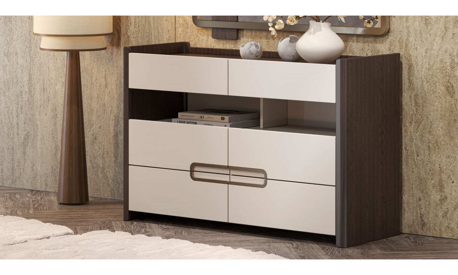 Спальня Диана Венге крем 6-ств 1,8м с комодом