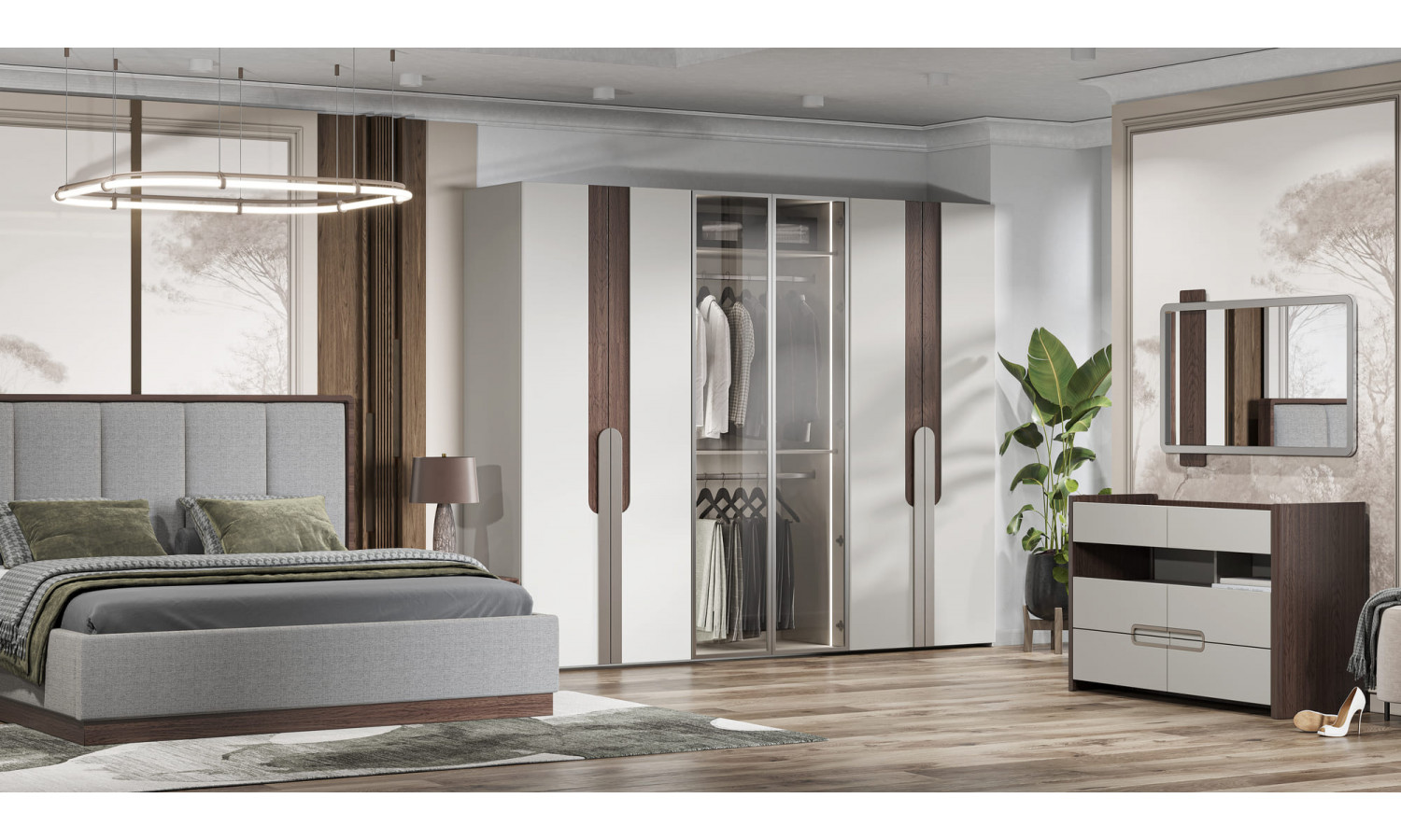 Спальня Диана Венге серый кашемир 6-ств 1,8м с комодом