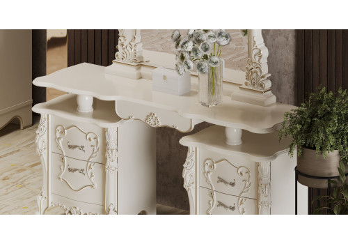 Туалетный стол Джоконда Люкс крем + зеркало + пуф 