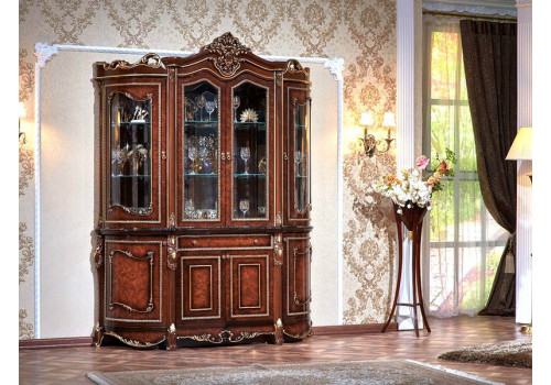 Витрина Джоконда Люкс темный орех 4-ств