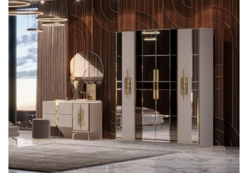 Шкаф Грация бежевый золото 4-ств