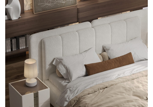 Кровать Леонардо крем 180х200 с малым и большим изголовьем