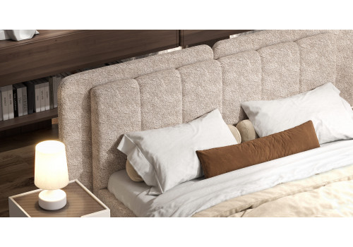 Спальня Леонардо Крем, Шенилл-букле бежевый 4-ств 1,6м с малым и большим изголовьем