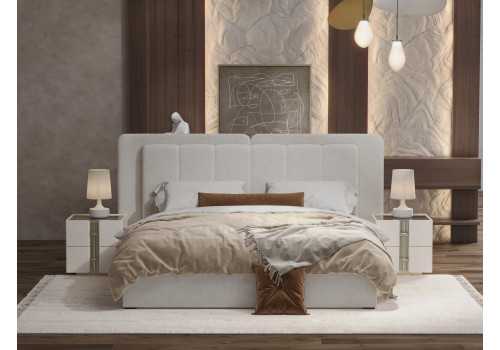 Кровать Леонардо крем 180х200 с малым и большим изголовьем