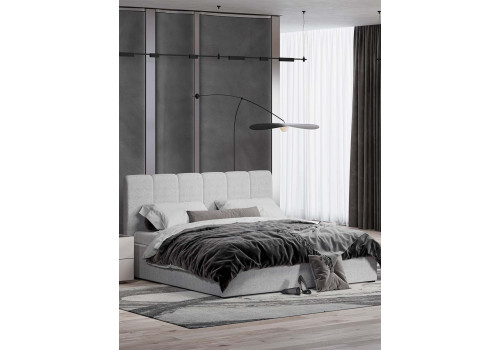 Кровать Леонардо Шенилл-букле серый 180х200 с малым изголовьем