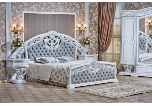 Кровать Марелла белый серебро 180х200