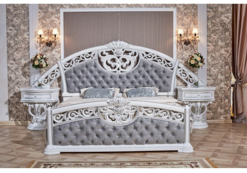 Кровать Марелла белый серебро 180х200