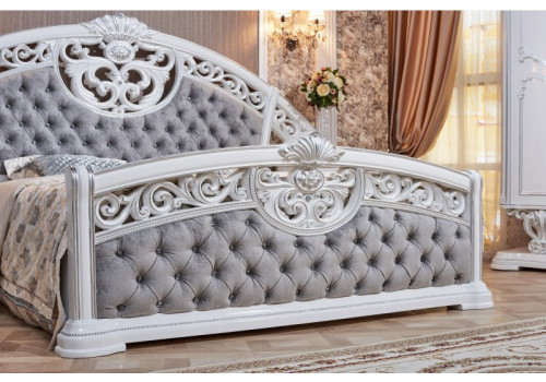 Кровать Марелла белый серебро 180х200