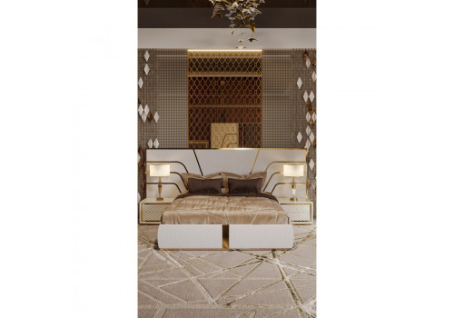 Спальня Прадо крем золото 5-ств 1,8м с туалетным столиком