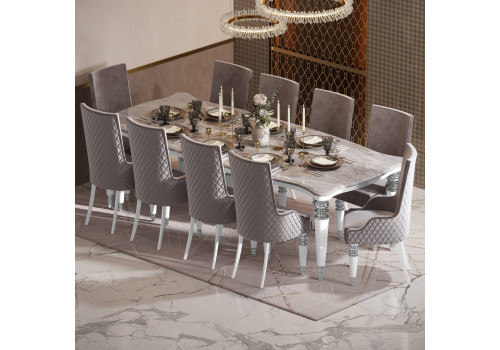 Столовая Прадо белый серебро (стол 2800 + 10 стульев)