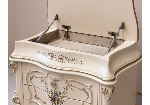 Тумба Шанель крем прикроватная велюр бежевый