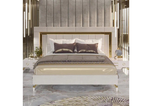 Спальня Тиффани крем золото 6-ств 1,8м велюр молочный