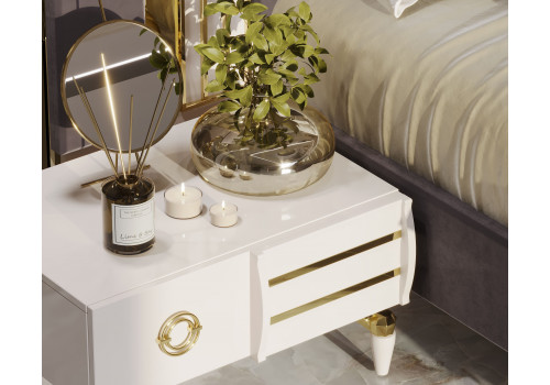 Спальня Тиффани крем золото 4-ств 1,8м велюр молочный