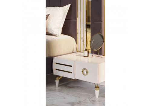 Спальня Тиффани крем золото 4-ств 1,8м велюр молочный